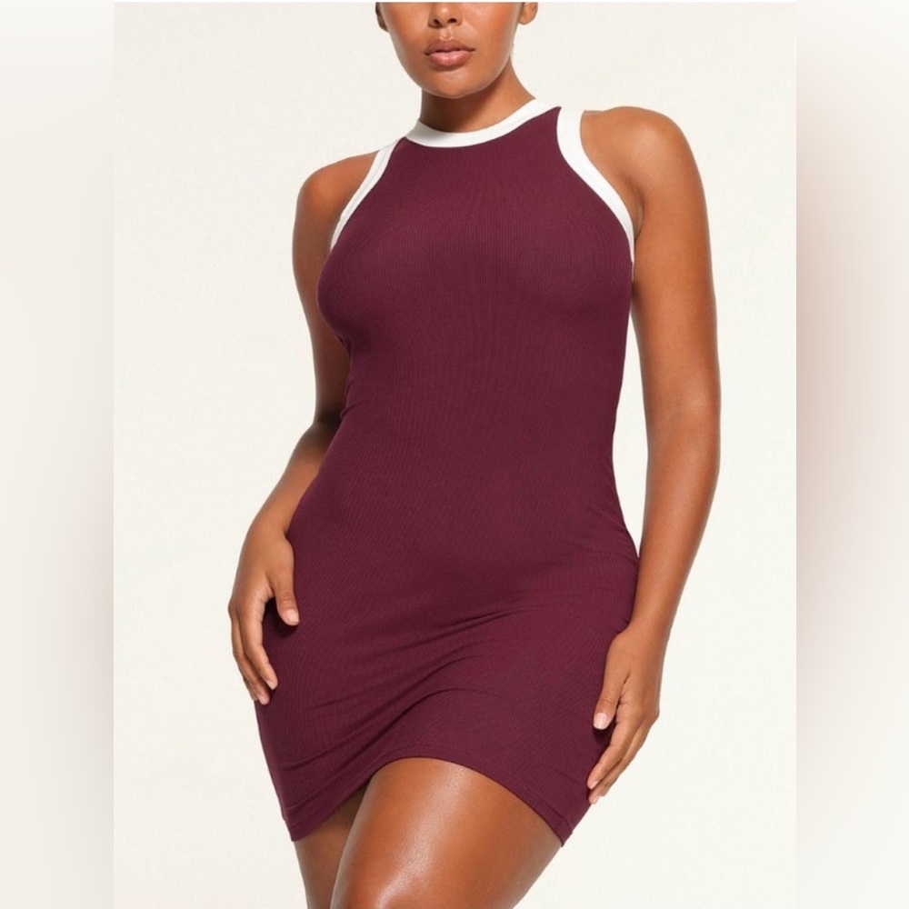 SKIMS Soft Lounge Dress | Maroon Multi 🤍🍷 S